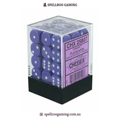 CHX:25807 Opaque - 12mm d6 - Purple/White Block (36)