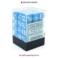CHX:25816 Opaque - 12mm d6 - Light Blue/White Block (36)