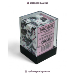 CHX:26869 Gemini - 12mm d6 - Black-White/pink Block (36)