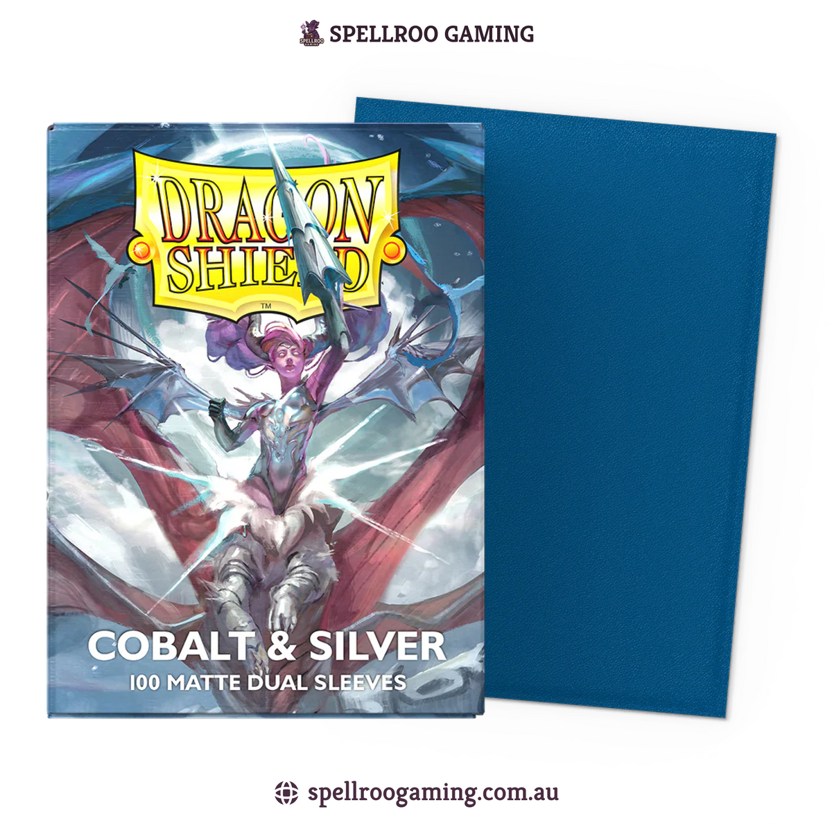 Dragon Shield: Matte Dual - Cobalt & Silver - Standard Size - 100 Sleeves