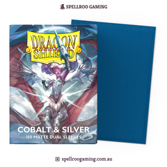 Dragon Shield: Matte Dual - Cobalt & Silver - Standard Size - 100 Sleeves