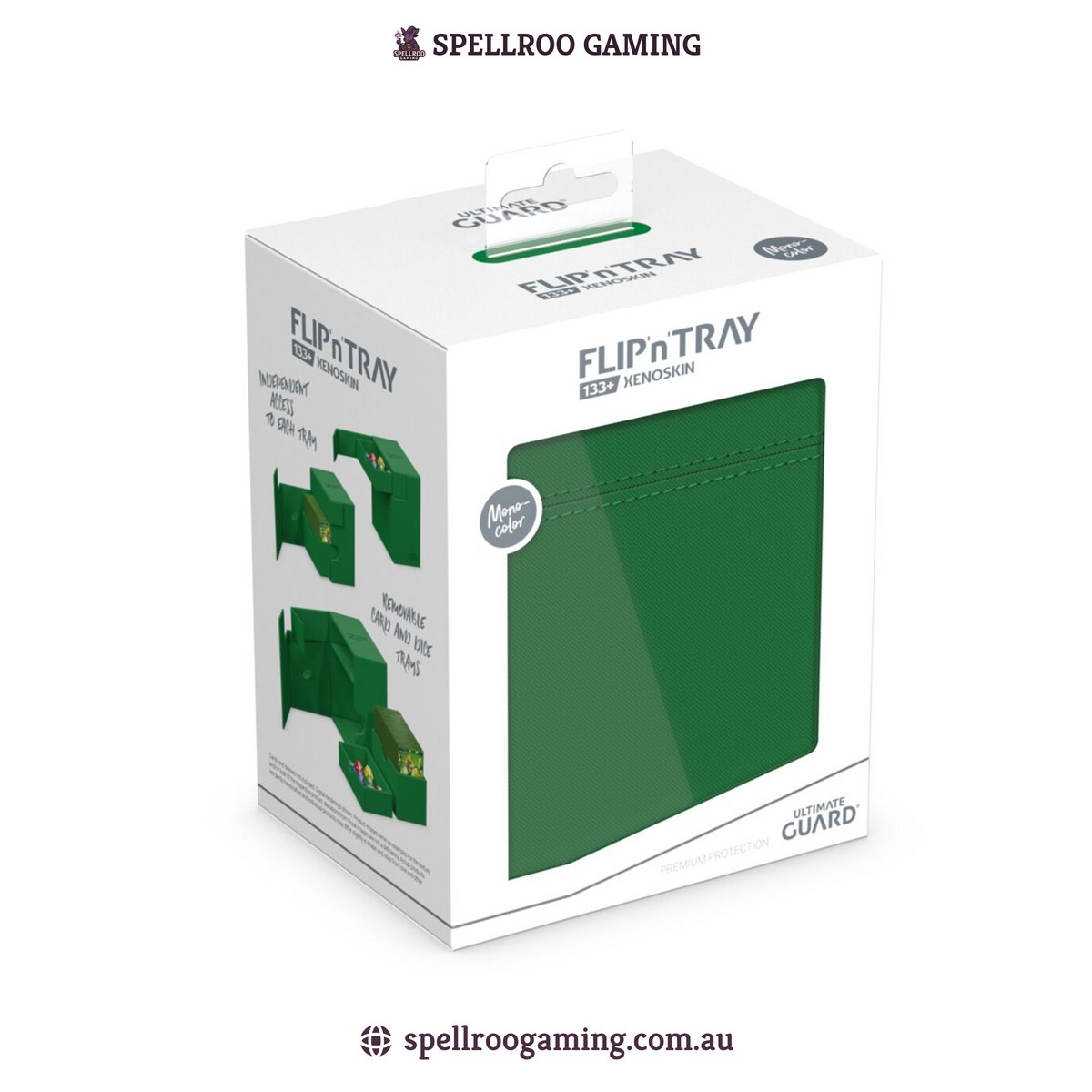 Ultimate Guard: Deck Box – XenoSkin Flip'n'Tray - 133+ Cards – Green