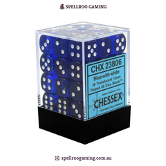 CHX:23806 Translucent - 12mm d6 - Blue/White Block (36)