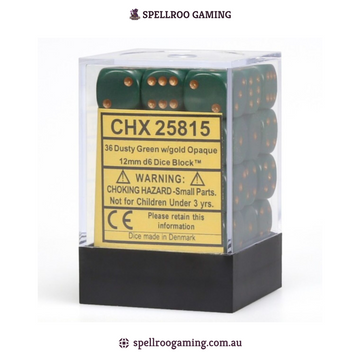 CHX:25815 Opaque - 12mm d6 - Dusty Green/Copper Block (36)
