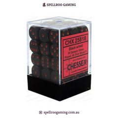 CHX:25818 Opaque - 12mm d6 - Black/red Block (36)