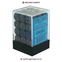 CHX:25826 Opaque - 12mm d6 - Dusty Blue/Copper (36)