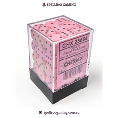 CHX:25864 Opaque - 12mm d6 - Pastel Pink/black (36)