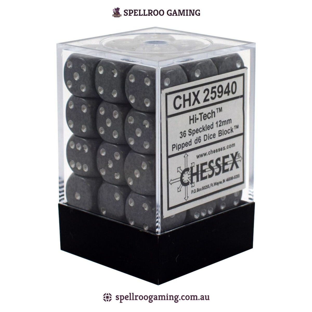 CHX:25940 Speckled - 12mm d6 - Hi-Tech Block (36)
