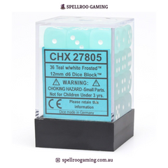 CHX:27805 Frosted - 12mm d6 - Teal/white Block (36)