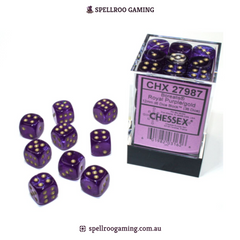 CHX:27987 Borealis - 12mm d6 - Royal Purple/gold Luminary Block (36)