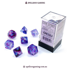 CHX:27557 Nebula - Polyhedral Nocturnal/Blue Luminary - 7 Dice Set