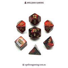 CHX:26433 Gemini - Black-Red/Gold - 7 Dice Set