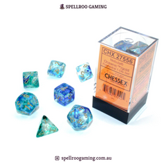 CHX:27556 Nebula - Polyhedral Oceanic/Gold Luminary - 7 Dice Set