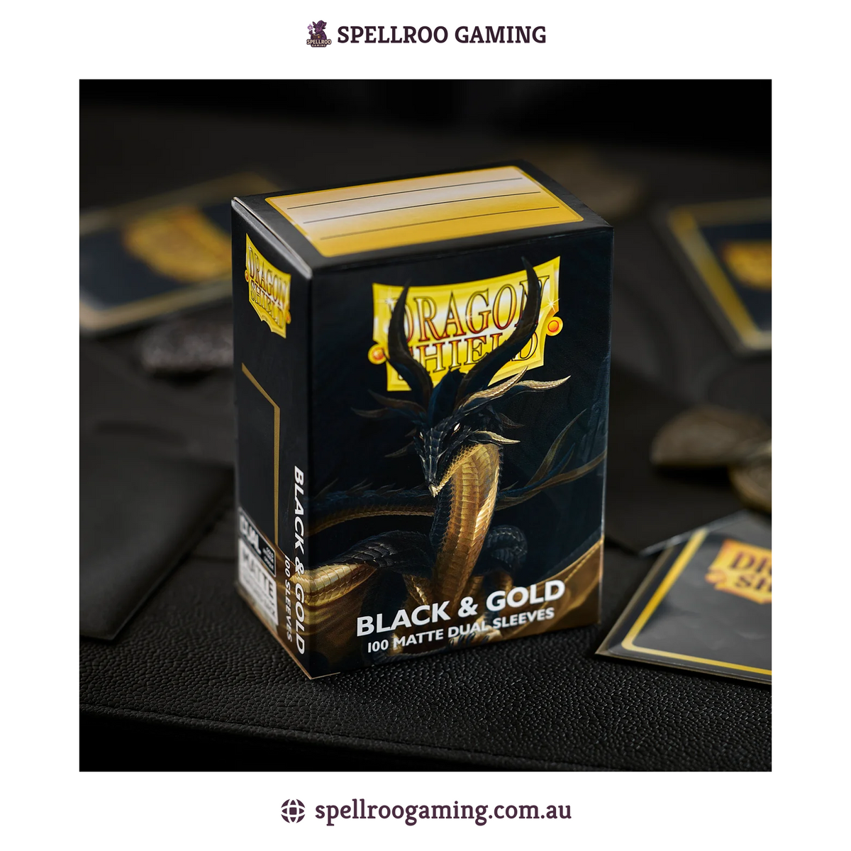 Dragon Shield: Matte Dual - Black & Gold - Standard Size - 100 Sleeves