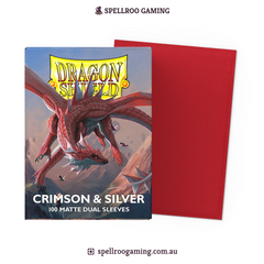 Dragon Shield: Matte Dual - Crimson & Silver - Standard Size - 100 Sleeves