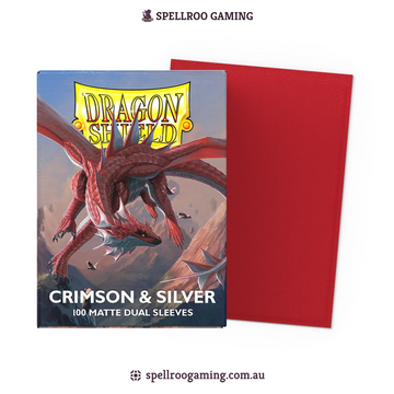 Dragon Shield: Matte Dual - Crimson & Silver - Standard Size - 100 Sleeves