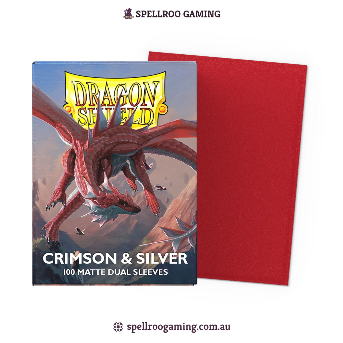Dragon Shield: Matte Dual - Crimson & Silver - Standard Size - 100 Sleeves