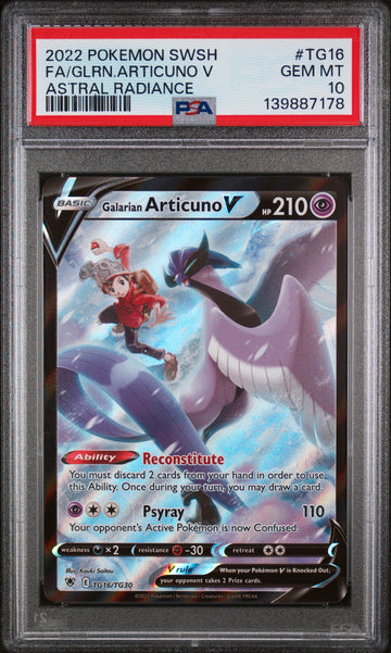 Galarian Articuno V TG16 Astral Radiance Trainer Gallery PSA 10 front - cert 139887178
