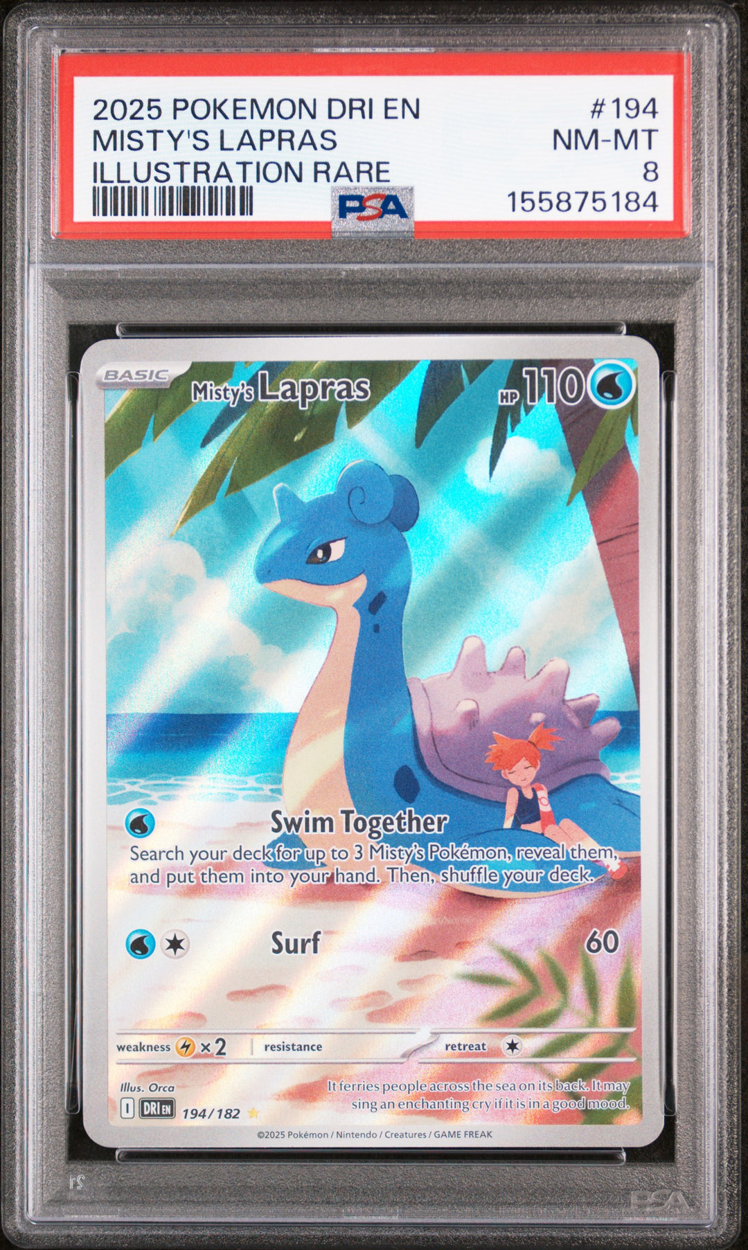 Misty's Lapras IR 194 Destined Rivals PSA 8 front - cert 155875184