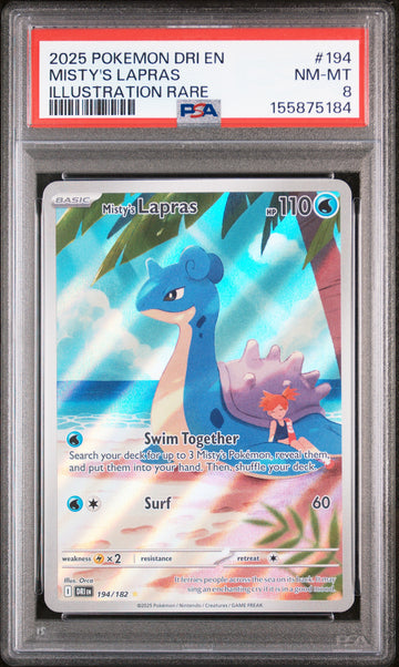 Misty's Lapras IR 194 Destined Rivals PSA 8 front - cert 155875184