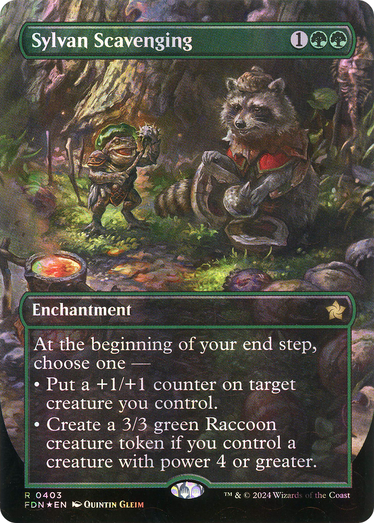 Sylvan Scavenging (Borderless) (Mana Foil) (FDN-403) - Foundations: (enchantment) Foil