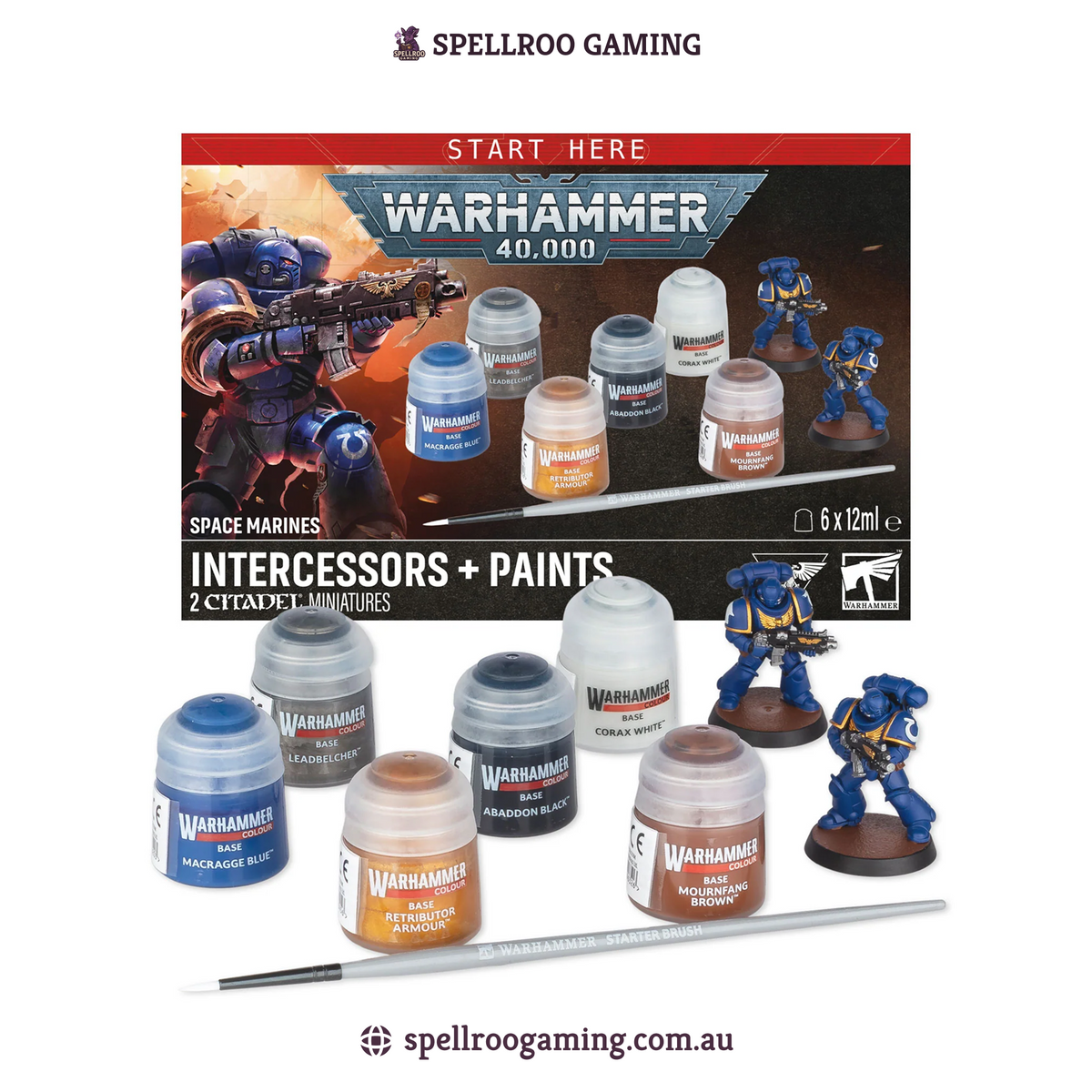Warhammer: 40K – Space Marines - Intercessors + Paints (2 Citadel Miniatures) (PREORDER)