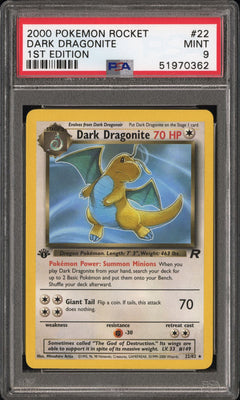 Dark Dragonite 22 Team Rocket 1st Edition PSA 9 front - cert 51970362