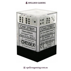 CHX: 27801 Translucent - 12mm d6 - Clear/Black Block (36)
