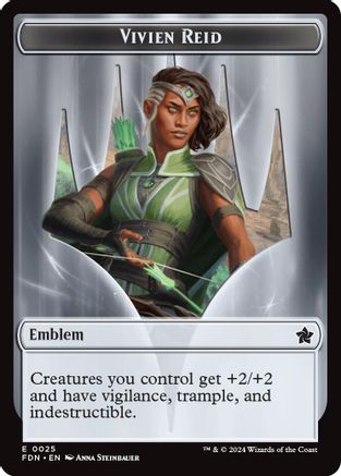 Emblem - Vivien Reid // Elf Warrior Double-Sided Token (FDN-25 // 19) - Foundations Foil