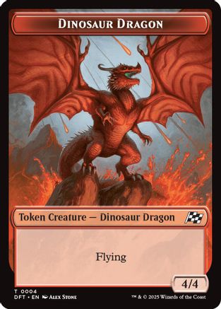 Dinosaur Dragon // Treasure Double-Sided Token (DFT-4 // 11) - Aetherdrift Foil