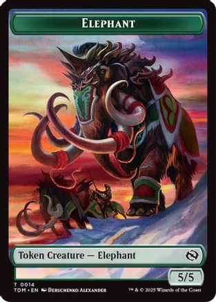 Elephant // Treasure  Double-Sided Token (TDM-14 // 16) - Tarkir: Dragonstorm