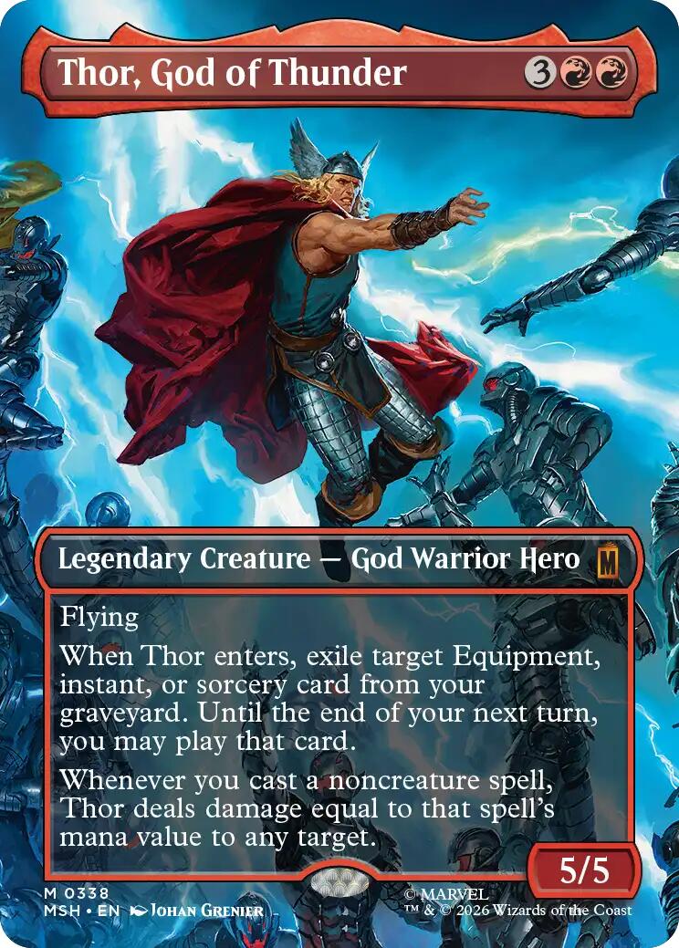 Thor, God of Thunder (Borderless) (0338) (MSH - 338) - Marvel Super Heroes - Mythic - Foil