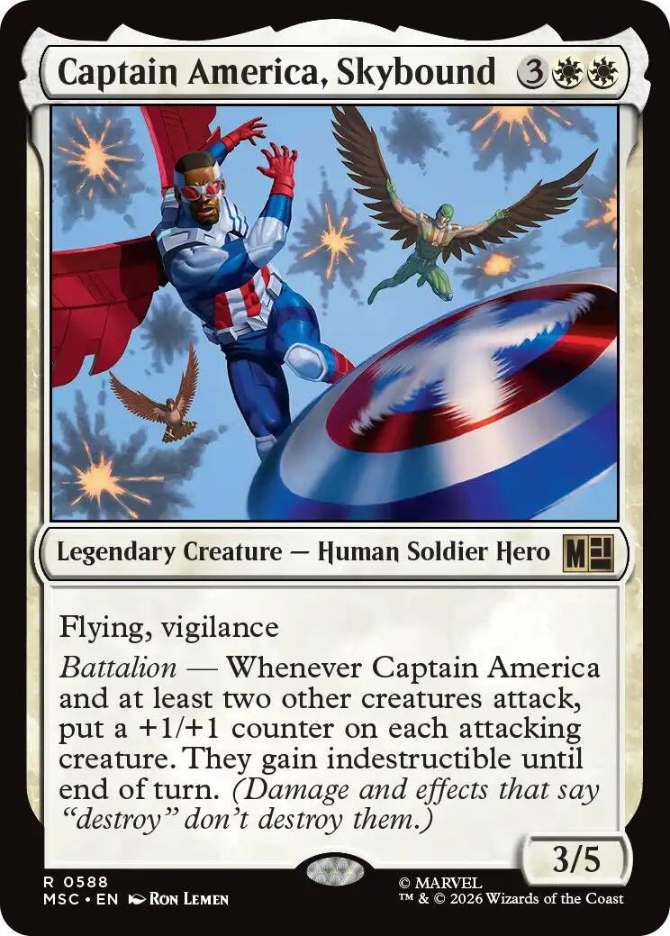 Captain America, Skybound (MSC - 588) - Commander: Marvel Super Heroes - Rare - Foil