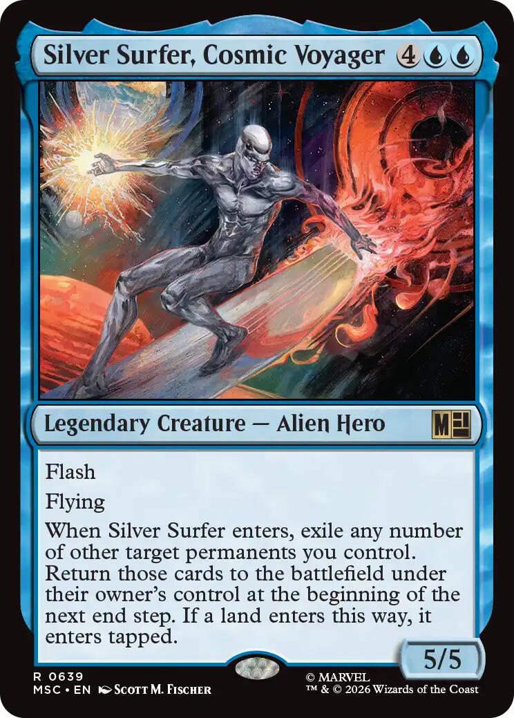 Silver Surfer, Cosmic Voyager (MSC - 639) - Commander: Marvel Super Heroes - Rare - Foil