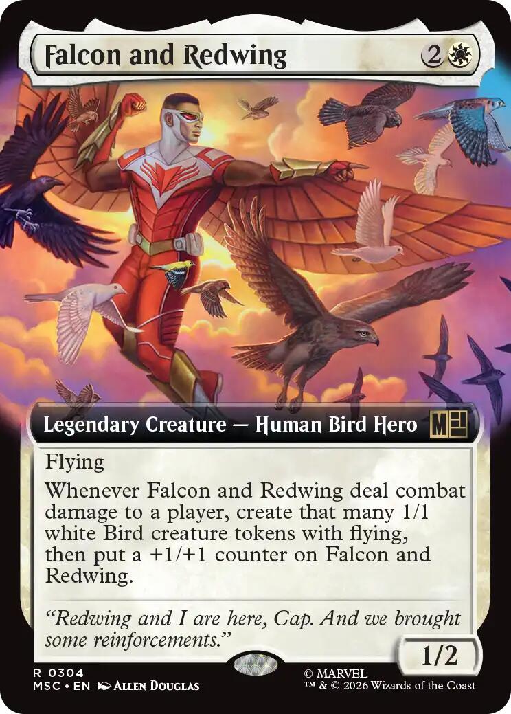 Falcon and Redwing (Extended Art) (MSC - 304) - Commander: Marvel Super Heroes - Rare - Normal