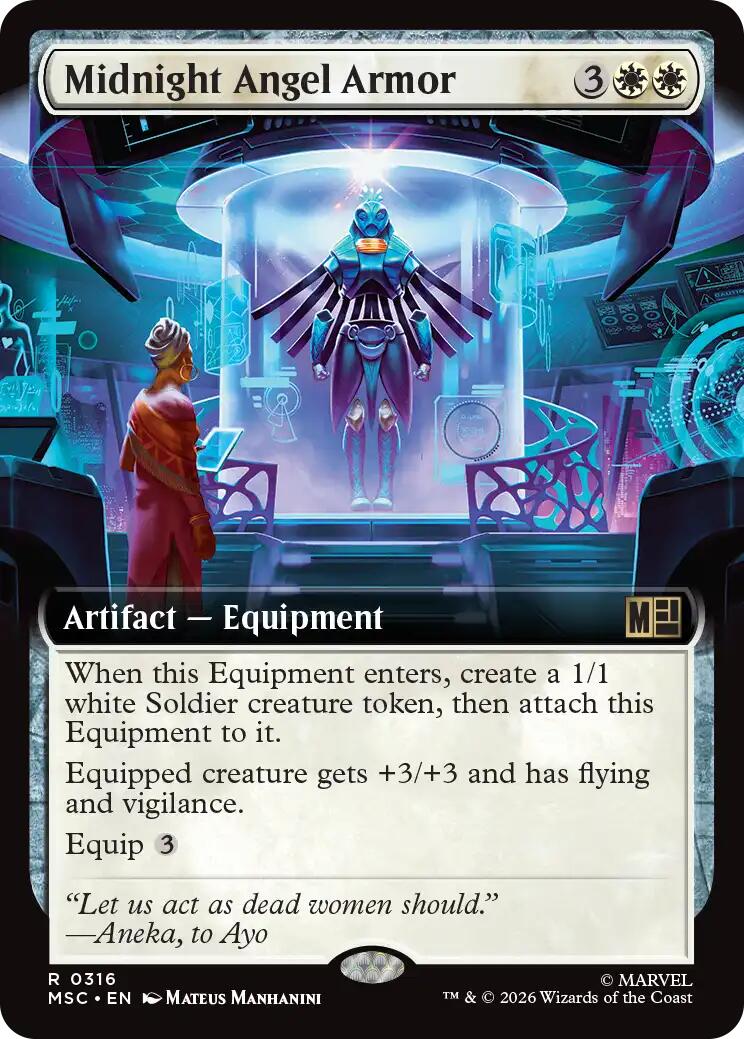 Midnight Angel Armor (Extended Art) (MSC - 316) - Commander: Marvel Super Heroes - Rare - Normal