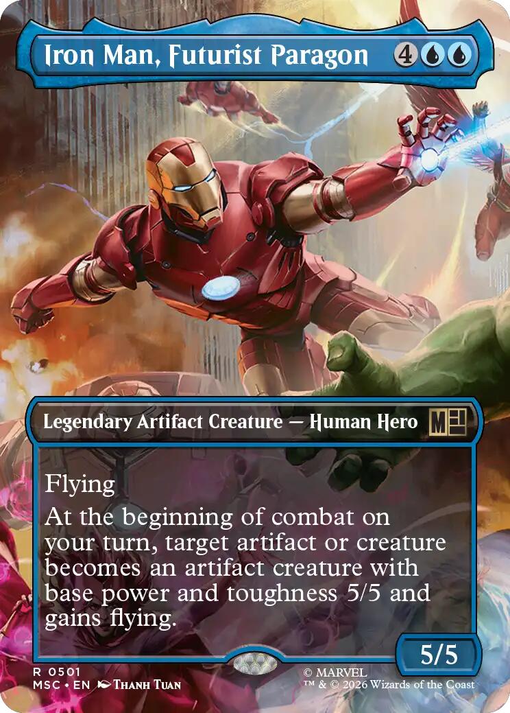 Iron Man, Futurist Paragon (Borderless) (MSC - 501) - Commander: Marvel Super Heroes - Rare - Normal