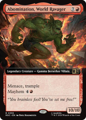Abomination, World Ravager (Extended Art) (MSC - 355) - Commander: Marvel Super Heroes - Rare - Normal