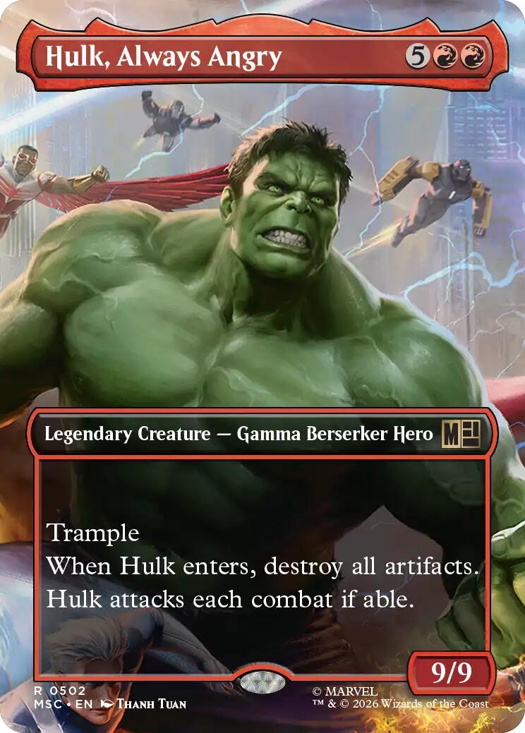 Hulk, Always Angry (Borderless) (MSC - 502) - Commander: Marvel Super Heroes - Rare - Normal