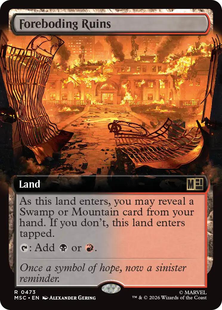 Foreboding Ruins (Extended Art) (MSC - 473) - Commander: Marvel Super Heroes - Rare - Normal