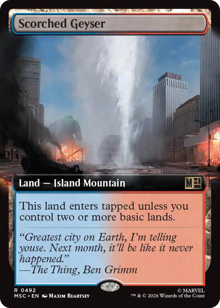 Scorched Geyser (Extended Art) (MSC - 492) - Commander: Marvel Super Heroes - Rare - Normal