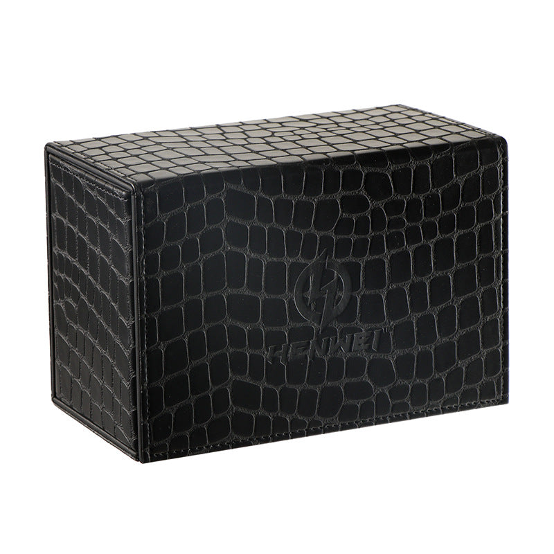 HENWEI: Q04 Large Capacity Triple-Row PU Leather Deck Box – Fits 100+ TCG Cards with Accessory Compartment (MTG, Pokémon, Yu-Gi-Oh!, Lorcana, CCG)