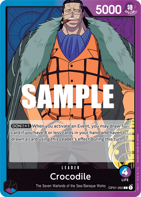 One Piece Card Game: Crocodile - EN - OP01-062 (Romance Dawn, L)