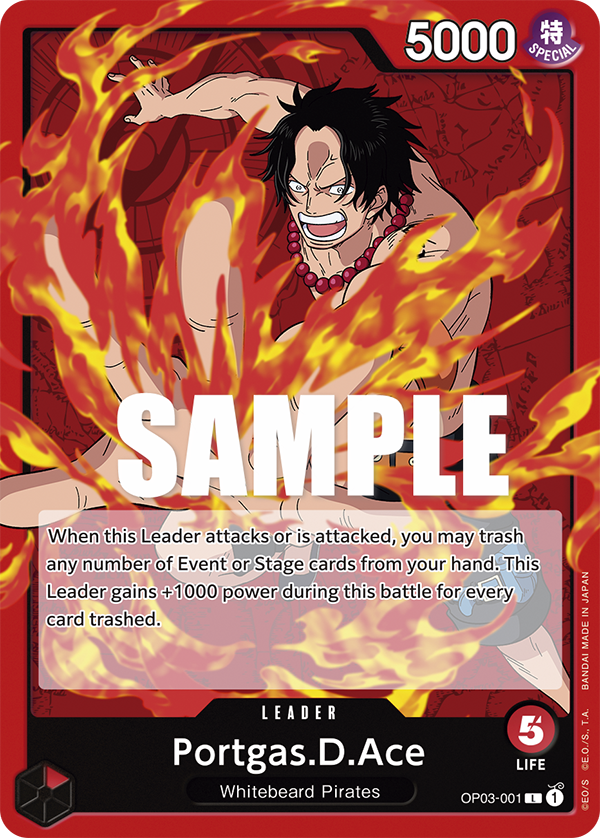 One Piece Card Game: Portgas.D.Ace - EN - OP03-001 (Pillars of Strength, L)