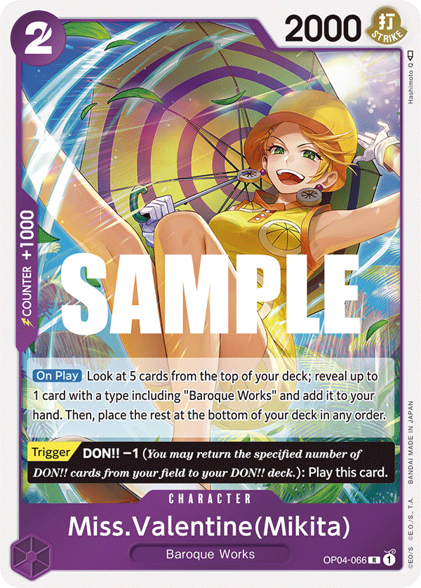 One Piece Card Game: Miss.Valentine(Mikita) - EN - OP04-066 (Kingdoms of Intrigue, R)