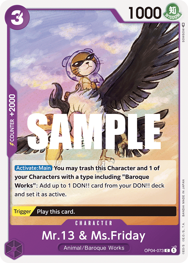 One Piece Card Game: Mr.13 & Ms.Friday - EN - OP04-073 (Kingdoms of Intrigue, C)