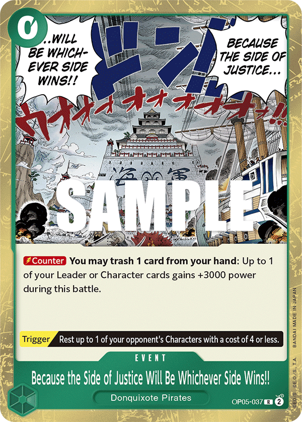 One Piece Card Game: Because the Side of Justice Will Be Whichever Side Wins!! - EN - OP05-037 (Awakening of The New Era, R)