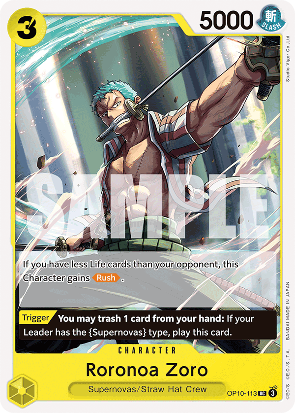 One Piece Card Game: Roronoa Zoro - EN - OP10-113 (Royal Blood, UC)