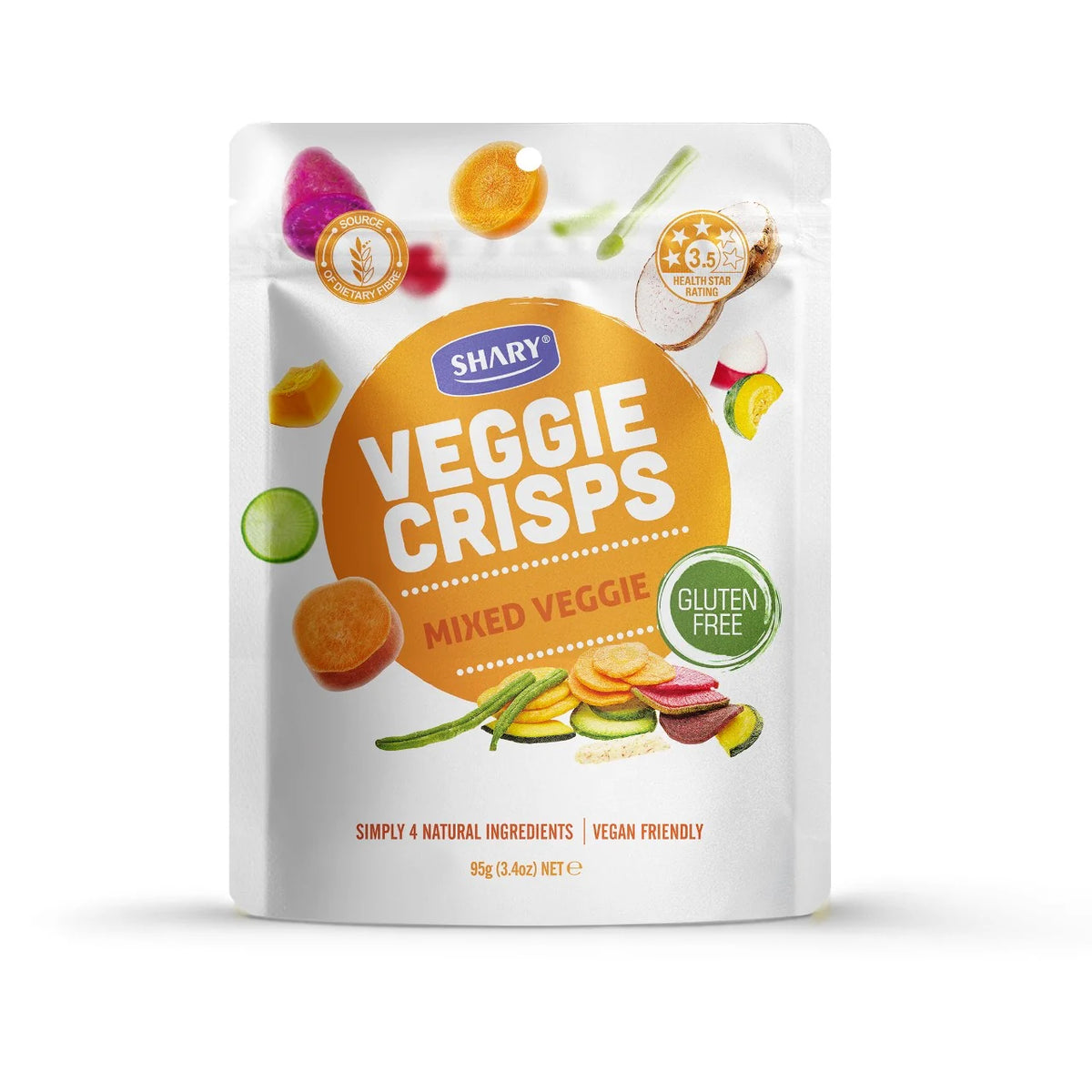 Shary: Mixed Veggie Crisps 95g – Healthy Freeze-Dried Vegetable Snack