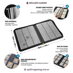 HENWEI: H13 PU Leather Zipper Trading Card Binder – 4/9/12 Pocket Album for 160–480 Cards (Pokémon, Yu-Gi-Oh!, MTG, Sports Cards, TCG/CCG)